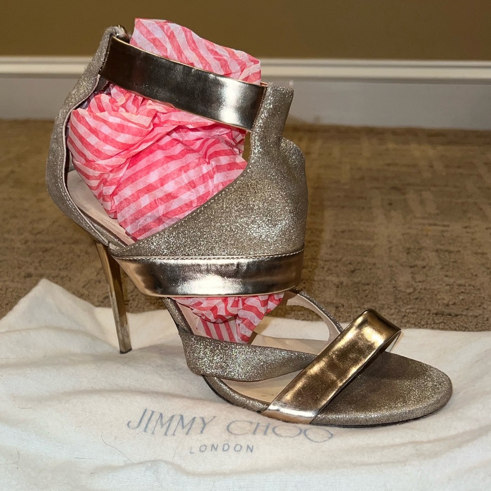 Jimmy Choo Gold Strappy Heels